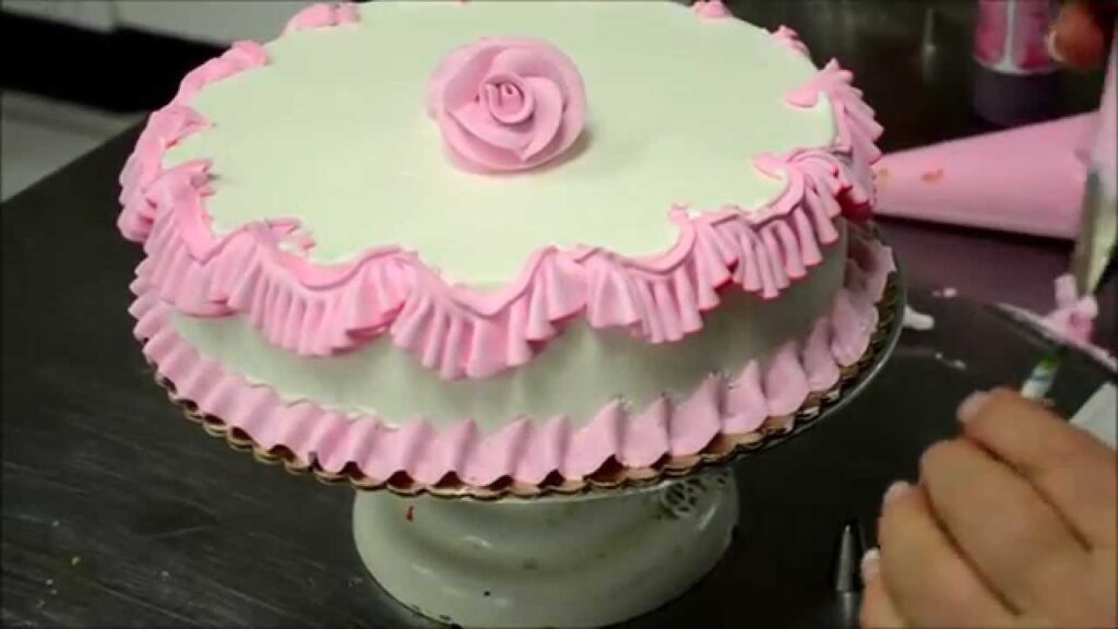 Chef Making a Pink Birthday Cake in Bakery- Cake Ideas