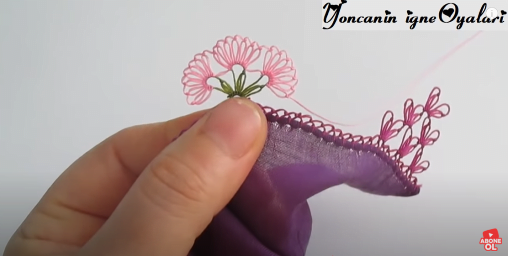 kolay çiçek yapımı iğne oyası modeli