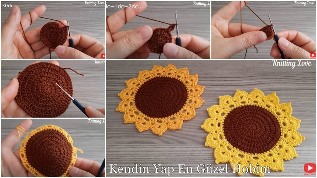 Ay Çiçeği Örgü Modeli Tığ İşi Örgü